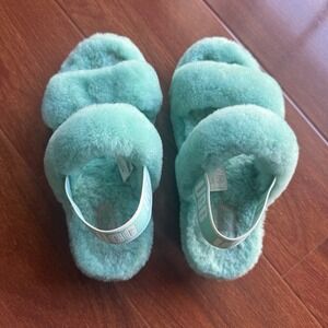 Ugg Disco Slide Platform Slippers Tide Pool Teal Size 5 EUC